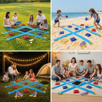 Portable Tic-Tac-Toe with Bean Bags Sturdy Outdoor Noughts and Crosses Toe Set Tear-Resistant Bean Bag Toss Set Washable for Backyard