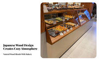 Wooden Bread Display Cabinet Bakery Island Display Counter Japanese Design Pastry Cabinet for Cafe Owners, Shopkeepers, Bakeries, Cafes, Dessert Shops