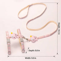 Cat Harness and Leash Set with Cartoon Applique, 2 Pack H-Style Adjustable Cat Leash for Outdoor Training, Comfortable Walking Gear (Pink/Blue)