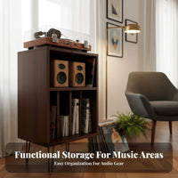 Vinyl Record Storage Cabinet Solid Wood Material Turntable Stand with Record Storage Large Capacity Mid-Retro Modern Console for Living Room, Bedroom