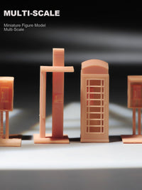 1/87/64/43 Street Telephone Booth Miniature Scene Figure Photography White Model