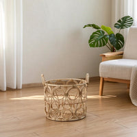 Woven Basket with Handles Handwoven Laundry Basket Lightweight for Bedroom