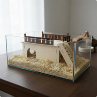 Wooden Hamster House Easy to Clean Hamster Elevated Shelter Ventilated Small Pet Enclosure for Cage