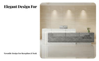 Modern Reception Desk High Gloss Finish Lobby Welcome Desk Wide Countertop Glossy Cashier Counter for Business Owners, Office Managers