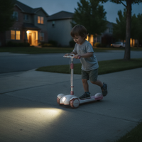 Kids' Kick Scooter with Adjustable Height, Dual Brakes, and LED Light for Ages 3-12+