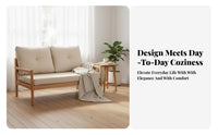 Nordic Design Wooden Frame Settee Japanese design Sofa Minimalist and design Loveseat Small Space perfect for Guesthouse Owners, Apartment Dwellers, Living Room, Reception Area, Bedroom, Study