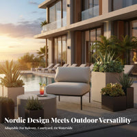 Woven Rope Armchair Nordic Design Padding Ed Woven Armchair Weather Resistant Water Resistant for Adults, Balcony, Courtyard