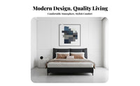 Minimalist Design Upholstered Storage Bed No Box foundation Needed Upholstered Bed Frame with Headboard Bedroom Furniture for Newlyweds, Homeowners, Apartment Dwellers, Home, Guest Room