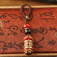 Red Enamel Engraved Charm Charm Gold-Tone Fittings Brass Charm Decorative Ornament for Car Keys, Bag, Keyring