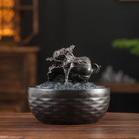 陶瓷八方来财流水摆件循环水办公桌茶台招财开业装饰品中式流水器