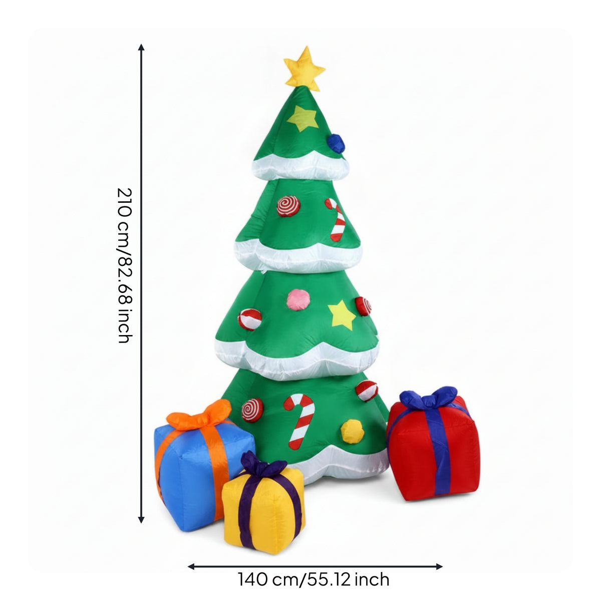 Outdoor Inflatable Tree with Gift Boxes Festive Inflatable Christmas Tree Giant Yard Decoration for Lawn, Garden