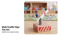 Early Education Wooden Traffic Sign Toy Set Educational Traffic Learning Toy Set Long-Lasting Wood Construction for Preschool, Classroom