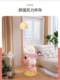 卡通可爱兔子床头柜替代品一体带灯卧室儿童房女床边柜小型置物架
