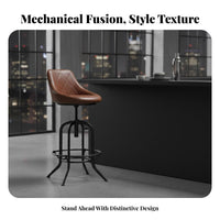 Adjustable Height Manufacturing threaded-height-adjustment Stool Vintage Design High Chair With Footrest Seating Furniture Padded Seat for Bar Owners, Homeowners, Adults, Cafe, Restaurant, Kitchen Island, Shop