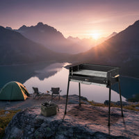 Stainless Steel Foldable Charcoal Grill Outdoor Folding Charcoal Grill Long-Lasting Easy to Clean for Backyard, Camping