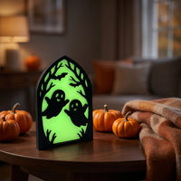 Halloween Wooden Hollowed-out Dark Series Tabletop Decoration, Festive Shape, Home Party Gift Ornament