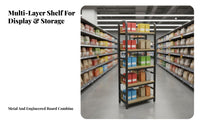 1 Piece Double-sided Display Rack Gondola Shelving Adjustable Shelves Retail Island Fixture Heavy Duty Construction Suitable for Merchandisers Shopkeepers Boutique