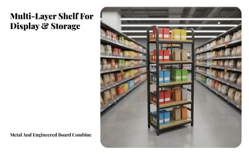 1 Piece Double-sided Display Rack Gondola Shelving Adjustable Shelves Retail Island Fixture Heavy Duty Construction Suitable for Merchandisers Shopkeepers Boutique