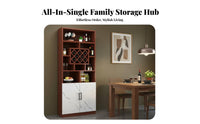 Versatile Design Sideboard with Wine Rack Sturdy and Long-Lasting Modern Bar Cabinet Thickened Board Wine Rack Cabinet for Home Entertainers, Homeowners, Adults, Entryway, Kitchen, Parties