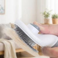 Cat Brush and Pet Hair Remover for Dog Grooming, Self Cleaning Slicker Brush with Release Button, Ribbed Handle for Dog Cat Grooming, 1 Pack
