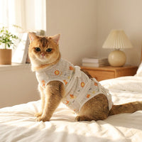 Cat Recovery Suit with Elizabethan, Post Surgery Cat Clothes, Snap Button Cat Spay Surgery Suit and Neuter Surgery Suit, Anti-Lick