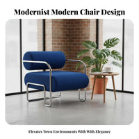 Modernist design aesthetic Deep sapphire Single Seater stylish Design Lounge Chair Ergonomic contour Seating Furniture Thick paddinging for Cafe Owners, residents, Readers, Coffee Shop, Reception Area, Living Room, Bedroom