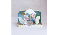 mini Suitcase Display Box with Handle Striped Miniature Display Box Preserving Miniature Case for Interior Decoration