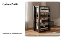 2 Pieces Steel AV Shelf Multi-tier Amplifier Stand Adjustable Shelves Heavy Duty Cabinet Suitable for Audiophiles Living Room Entertainment Space