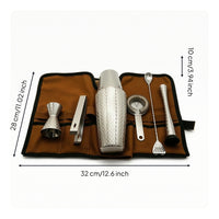 7 Pieces Bar Tool Set with Roll-up Pouch Stainless Steel Bartending Kit Barware for Bartenders