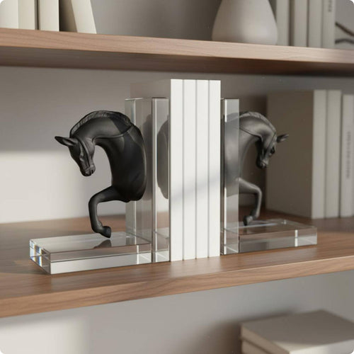 Horse Head Bookends Nordic Design Decorative Bookend Pair Transparent Acrylic