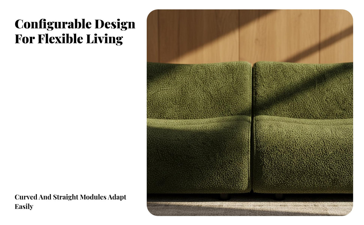 Bamboo-Leg sectional Sofa Curved Design sectional L-Shaped Sofa Deep Seat Living Room Furniture for Apartment Dwellers, Homeowners, Home, Lounge Area