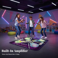 Multiple Difficulty Levels Musical Dance Mat with Voice Amplifier Responsive Pads Kids Electronic Dance Mat Foldable Design for Exercise