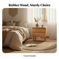 Rattan-Door End Table Minimalist Nightstand Easy Assembly for Homeowners, Adults