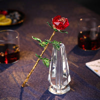 Crystal Flower Figurine Romantic Gift Crystal Flower Figurine Ornament Elegant Decorative Home Decoration for Girlfriend, Women