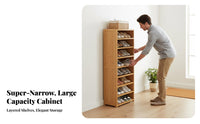 Space-Saving Tall Narrow Shoe Rack Sturdy Construction Narrow Shoe Unit Easy Assembly Dustproof Design for Apartment Dwellers, Homeowners, Families, Entryway, Hallway, Bedroom, Corner