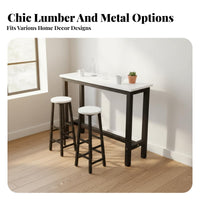 Wall Side Long Table Narrow Bar Table Space Saving Console Breakfast Bar Steel Frame Suitable for Restaurant Owners Apartment Dwellers Kitchen Cafe Balcony Home Decoration