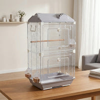 Acrylic Bird Cage and Metal Wire Pet Bird Cage Habitat, Wide Indoor Bird Cage for Finch Canary Cockatiel, Secure Single Layer Enclosure Home.