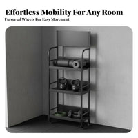 Mobile Design Dumbbell Kettlebell Storage Stand Space-Saving Home Gym Storage Rack Large Capacity Rolling Fitness Equipment Rack Sturdy Steel Construction for Garage, Apartment