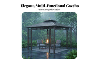 Aluminum Frame Gazebo Weather Resistant Aluminum Frame Pavilion Protection Fixed Roof Gazebo for Homeowners, Families, Courtyard, Backyard, Poolside