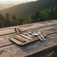 Lightweight Titanium Cutlery Set Compact Camping Cutlery Kit Sturdy Portable Flatware with Pouch Ultralightweight for Campers, Backpackers, Travelers, Hiking, Picnic