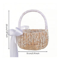 Flower Girl Basket Small Basket with Handle Decorative for Wedding Ceremonies