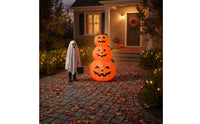 Freestanding Inflatable Jack-O'-Lantern Stack Seasonal Lighted Jack-O'-Lantern Scene Classic Spooky Halloween Inflatable Scene Outdoor for Yard, Porch, Garden, Party
