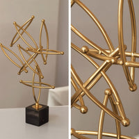 Geometric Star Sculpture Gold Sculpture with Marble Base Abstract Decorative Piece for Office