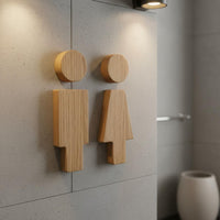 2 Pieces Wooden Toilet Sign Set Long-Lasting 3D Wood Toilet Symbols Easy To