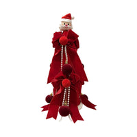 Velvet Christmas Tree with Pom-Poms Mini Tabletop Centerpiece Compact for Mantel