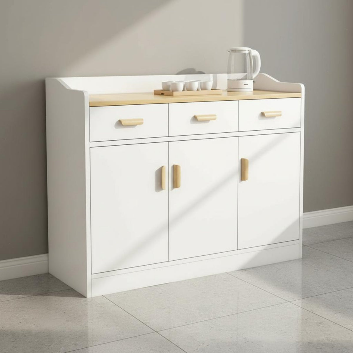 Multi-Door Table Thickened Panels Sideboard Strong Load-Bearing Storage Furniture for Office Workers, Hosts, Living Room, Kitchen, Entryway