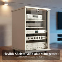 Professional Audio Rack Cabinet Organizer Heavy-duty Casters Lockable Wheels Perforated Panel Glass Door Suitable for Djs KTV Studio Home Theater