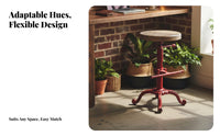 Retro Design Adjustable Industrial Stool With Footrest Counter Chair Stable Base Seating Furniture Swivel Function for Homeowners, Business Owners, Interior Designers, Cafe, Restaurant, Dining Room, Kitchen