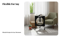 Rolling Corner Table with Cutouts Small Footprint Household Furniture for Adults