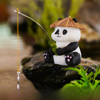 Panda Fishing Resin Decor for Fishbowl or Home Display